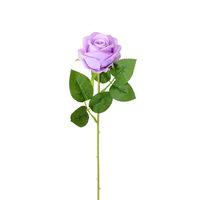 Rose artificielle en soie simulée, fleur unique peinte en couleur et gaufrée, pour la Saint-Valentin, mariage, décoration intérieure, extérieur et accessoires de photographie