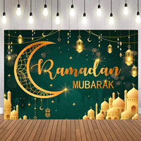 Bannière de décoration Ramadan Mubarak 5*3ft 7*5ft, motif lune et étoile, pour l'Aïd Mubarak 2027, décorations musulmanes Kareem, toile de fond