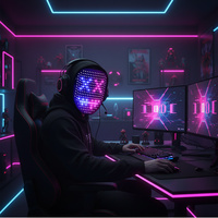 Masque LED lumineux à commande gestuelle pour la photographie, les diffusions en direct et le cosplay avec batterie rechargeable