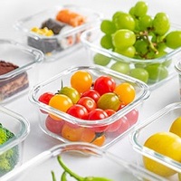 Boîte à lunch en verre borosilicaté Pyrex Compartiment unique Couvercle en plastique sans BPA Four japonais préservant le stockage des aliments pour bébés