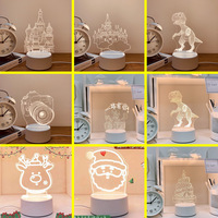 Chambre à coucher petite lampe à LED Base veilleuse avec télécommande 3d 2022 acrylique Led sans fil dormir enfant batterie 30 écologique CE moderne