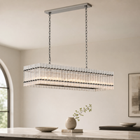 Suspension rectangulaire moderne aspect cristal finition laiton pour hôtel, salle à manger, projet de villa