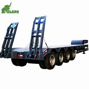 4 Axles remolque Heavy Duty Equipment Excavator Transport Remorque drop deck semi trailer low Deck Lowbed Truck Trailer