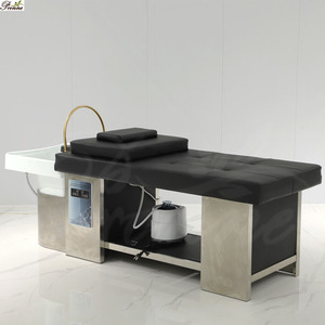 Table de beauté faciale haut de gamme avec cadre en acier inoxydable, lit de massage et de <span class=keywords><strong>shampoing</strong></span> pour spa capillaire avec bassin en céramique - Product Image 3