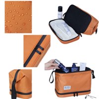 Tas Kosmetik Besar Tahan Air Portabel untuk Perjalanan Bisnis, Pemisah Basah Kering Bergaris Nilon, Tas Makeup Berkualitas Tinggi