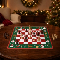 Tapis de jeu d'échecs en caoutchouc personnalisable de luxe avec impression de Noël, antidérapant et pliable