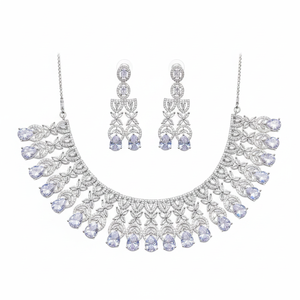 Conjunto de collar con diamantes americanos, chapado en plata, joyería fina y elegante para mujer, perfecto para ocasiones especiales. - Product Image 2
