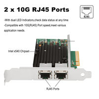 Tarjeta de Red de Escritorio X540-T2 10GbE de Doble Puerto PCIe X8 con Chip Intel X540, 2 Puertos RJ45, Adaptador Ethernet Cableado de 10Gbps, en Stock