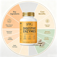 Enzymes digestives à base de plantes, capsules de bien-être quotidien, 60 capsules, prix d'usine en marque privée, OEM ODM, vente en gros
