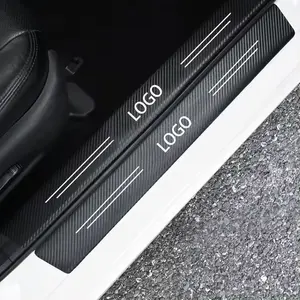 TECKZOOM 4PCS UV Logo Car Stickers Auto <b>Door</b> Threshold Vinyl Protector Glue Tape Scuff Plate Guard PVC Threshold Strip - Product Image 2