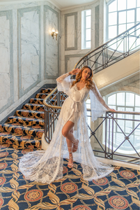 8289 Vestaglia da <span class=keywords><strong>Sposa</strong></span> Lunga Elegante e <span class=keywords><strong>Sexy</strong></span> in Pizzo per Addio al Nubilato e Matrimonio - Product Image 6