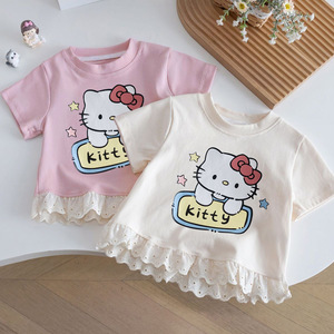 <span class=keywords><strong>T</strong></span>-<span class=keywords><strong>shirt</strong></span> à manches courtes pour filles, avec nœud en dentelle, nouvelle collection é<span class=keywords><strong>t</strong></span>é, style doux, tendance, mignon et élégant, vente en gros - Product Image 3