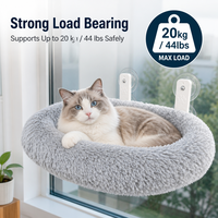 Hamac pour chat à fixer sur fenêtre, lit pour chat à ventouse pour chats d'intérieur, espace de repos ensoleillé, vue sur la ville, siège pour chaton, gris peluche