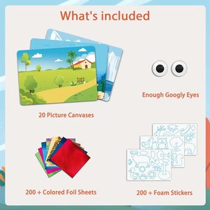 Pase la imagen para hacer zoom en el kit de juguetes de actividades artísticas y artesanales, manualidades de animales divertidos en papel de aluminio, juguete creativo Toty DIY del año, Sin desorden A - Product Image 3