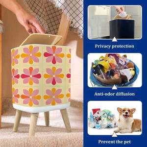 Belle poubelle vintage rétro 10L avec motifs sans couture de 2.6 gallons avec pieds - Product Image 4