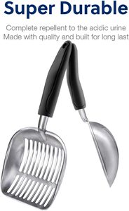 Cuchara de arena portátil, tamiz de aleación de aluminio, mango largo, pala de <span class=keywords><strong>Metal</strong></span> para caca de gatito, fabricante de mascotas - Product Image 5