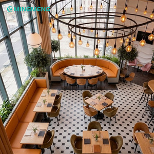 Commercial Dining Furniture Modern L-shape restaurant booth Wood frame high-density <b>foam</b> seating Commercial dining furniture - Product Image 4