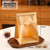 Sac d'emballage alimentaire en papier kraft pour sandwichs, sushis et pains grillés, 13*28*10cm, jetable, à emporter, avec fenêtre transparente, imprimé en héliogravure, résistant à l'humidité