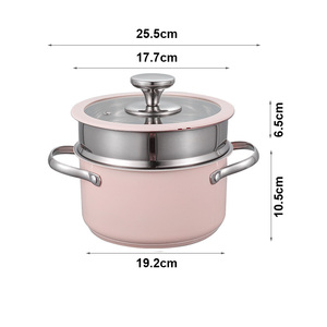 Juego de <span class=keywords><strong>Ollas</strong></span> de Cocina de Acero Inoxidable 304 Rosa, Estilo Coreano, para Sopa Caliente, Apto para Inducción, Venta al Por Mayor Personalizada - Product Image 5