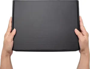 Caixa de papel ondulado reforçada com cor preta fosca, caixa de papel fácil de montar para uso amplo, 12x9x4 polegadas