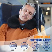 Oreiller de voyage ergonomique en mousse à mémoire de forme 100 % pure, en forme de U, avec housse compressible et lavable (noir) pour avion, voiture, maison et bureau