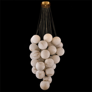 <span class=keywords><strong>Lustre</strong></span> moderne en laiton avec globes en albâtre, télécommande et LED dimmable <span class=keywords><strong>pour</strong></span> salon, hôtel, villa - Product Image 1