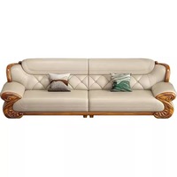 Canapé en forme de L en cuir véritable et bois d'ébène, mobilier de salon moderne haut de gamme, nouveau style chinois, canapé en bois massif pleine grain