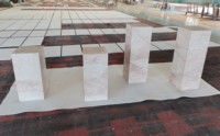 SH STONE nouveautés produit pierre naturelle meubles de maison piédestal rond table d'appoint socle en marbre rose crémeux