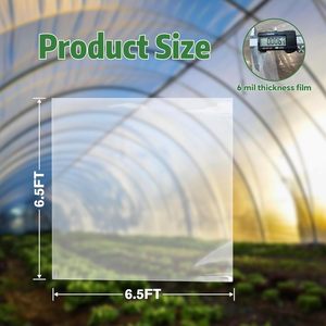 Greenhouse Plastic Sheeting 6.56.5 Ft Clear Polyethylene <b>Film</b> Heavy Duty Weather Resistant Waterproof Cover - Product Image 5