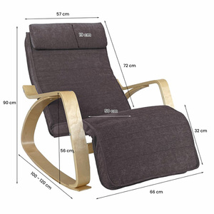 Fauteuil à bascule avec repose-pieds 66x120x90 cm, accoudoirs en bois de bouleau, fauteuil en tissu pour la relaxation - Product Image 2