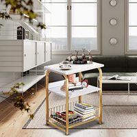 Décoration de salon cadre en fer Table d'appoint industrielle en bois et cadre en bois Table d'appoint noire Accent Tables d'appoint basses