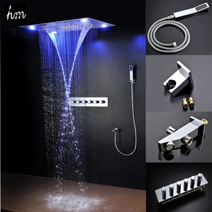 Moderne LED Plafonnier Encastré <span class=keywords><strong>Cascade</strong></span> Pluie Douche Thermostatique de Douche À Haut Débit Inverseur Mélangeur 5 Fonctions - Product Image 6