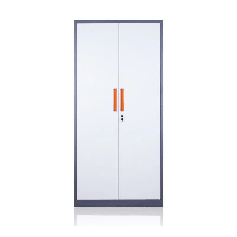 Steel Storage File Cabinet Metal 2 Swing Door Cupboard With 4 Shelves