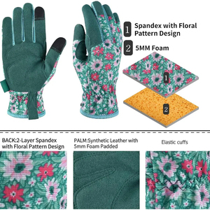 Găng tay làm vườn họa tiết hoa có màn hình cảm ứng đầu ngón tay đàn hồi cổ tay, thoải mái vừa vặn - Product Image 2