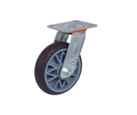 Roues pivotantes robustes en TPR de 8 pouces, couleur marron, silencieuses, capacité de charge de 220 kg, options pivotantes/rigides/avec frein pour chariots industriels