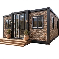 Maison conteneur modulaire moderne à double aile extensible, personnalisée, vente directe d'usine, avec toilettes et douche