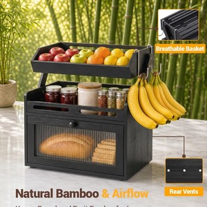 Étagère de rangement pour fruits et légumes Eastward Advance à 3 niveaux avec crochet pour bananes, boîte à pain, organisateur de comptoir de cuisine - Product Image 5