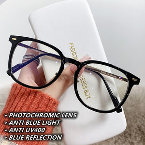 Lunette photochromique <span class=keywords><strong>anti</strong></span> refflet original qingqing nouveau photogray <span class=keywords><strong>anti</strong></span> <span class=keywords><strong>reflet</strong></span> noir transparent fauve TR90 lunettes rondes lunettes - Product Image 2