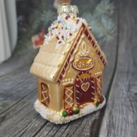 Ornement en verre soufflé en forme de maison en pain d'épices de haute qualité, adapté aux arbres de Noël et aux décorations de fêtes faites à la main
