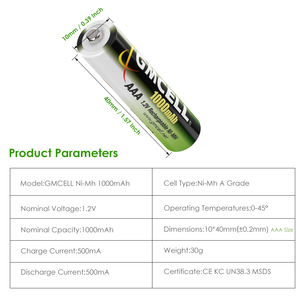 Baterías Recargables de Ni-MH GMCELL AAA/AA 1.2V 800mAh-1000mAh para Juguetes/Electrónicos (Certificación CE/RoHS) - Product Image 5