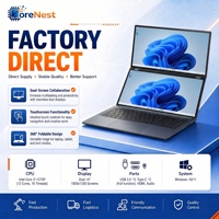 Ordinateur portable CoreNest à double écran de 14 pouces, processeur Intel Core I7 1270P, écran tactile, clavier magnétique, ordinateur portable de bureau