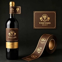 Etiquetas de Vino Resistentes al Agua y al Aceite, con Textura en Relieve, de Grado Alimenticio, Etiquetas Adhesivas de Marca Privada para Embalaje de Botellas de Vino