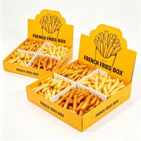 Boîte à frites pliable jetable de qualité alimentaire avec séparateur, boîtes de présentation alimentaire avec trous pour sauce, plateau en papier, support pour churros