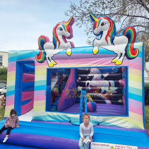 Castillo inflable comercial con tobogán, combo de juegos inflables para fiestas infantiles al aire libre, con diseño de unicornio. - Product Image 3