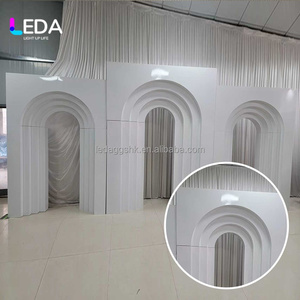 LEDA Ensemble d'arches métalliques blanches chaudes pour scène de mariage, support de toile de fond carré, décoration de scène, support de toile de fond pour événements - Product Image 2