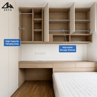 Ensemble de chambre à coucher moderne avec lit tatami intégré, armoire et bureau, meubles de rangement tout-en-un sur mesure pour petits appartements