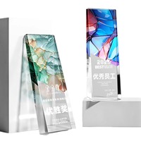 Trofeo de Cristal Personalizado, Recuerdos de Competición, Trofeo de Cristal de Color Personalizado, Impresión UV, Trofeo de Premio Minimalista Grabado