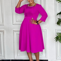 Robes d'église tendance, robes décontractées élégantes pour femmes, manches longues, col carré, plissées, robe de bureau pour femme, robes africaines pour femmes