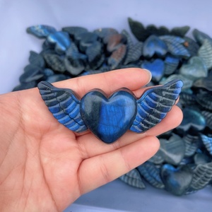 Cœur en <span class=keywords><strong>labradorite</strong></span> naturelle en gros avec ailes, artisanat en cristal de quartz pour la décoration - Product Image 6