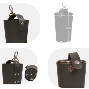 <b>Stainless</b> steel mug sleeves, leather cup sleeves for 4 wine <b>glasses</b>, picnic and camping tableware and wine utensil storage bag. - Product Image 3